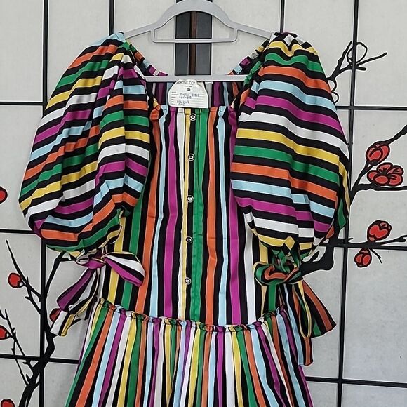 Caroline Constas Bella Striped Mini Puff Sleeve Mini Dress - Picture 3 of 12